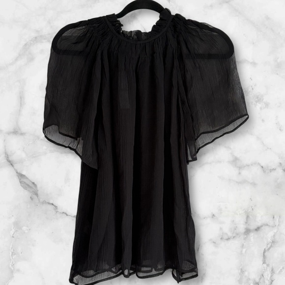 J. Crew Elegant Black Chiffon Top, NWT - Picture 2 of 8